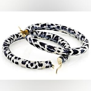 18k Yellow Gold Over Bronze Leopard Enamel Hoop Earrings MA1072E Moda Al Massimo